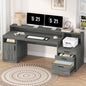 YOMILUVE Executive Computer Desk with 3 Drawers & Storage Shelves, 65 Inch Home Office Desk with File Drawer & Cabinet, Writing Study Desks with Monitor Stand & Printer Shelf, Dark Grey - color: Dark Gray