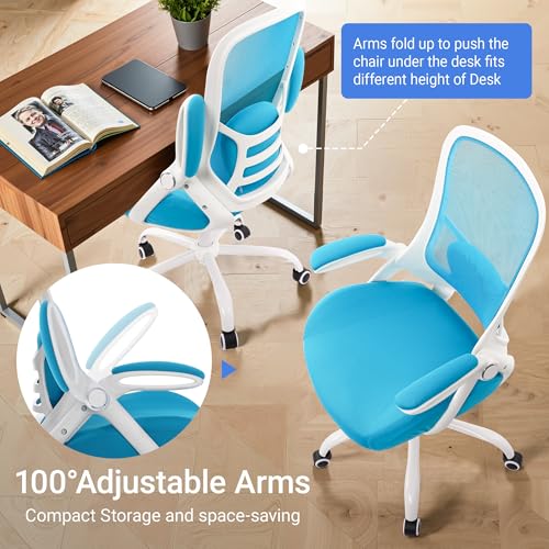 HYLONE 400lbs Heavy Duty Office Chair, 5" Thickened Seat Ergonomic Desk Chair with Adjustable Armrests, Home Office Computer Chairs for Long Hours Mesh Executive Chair(Blue) - color: Blue, size: Thicken Cushion