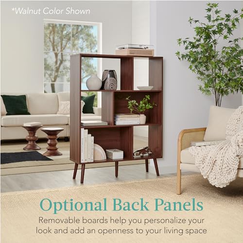Best Choice Products 3-Tier Mid-Century Modern Wooden Bookcase, 6-Cube Organizer for Nursery, Kids Room, Living Room, w/Removable Back Panels, Pine Legs - Gray Oak - color: Gray Oak