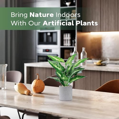 16" Fake Plants Taro Leaf for Shelf Bathroom Decor | Artificial plants，shelf desk bathroom home decor，easy to fluff no care needed，UV wrinkle resistant，Eco-friendly，Pet-safe
