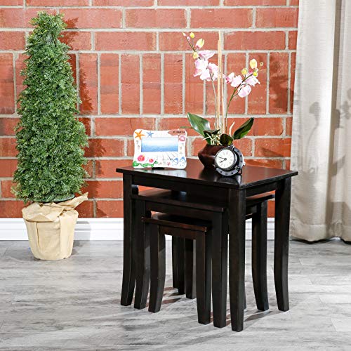 DTY Indoor Living 3-Piece Nesting Tables - Wooden Table Set of 3 for Living Room - Stackable Tables with Sleek Espresso Finish for Stylish and Space-Saving Home Furniture - color: Avon Design/ Espresso Finish