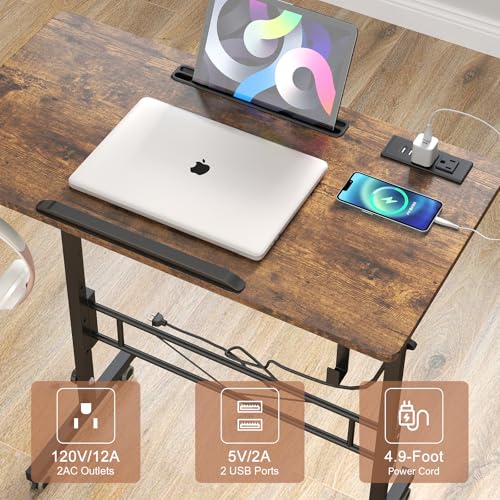 SIDUCAL Standing Desk Height Adjustable with Tiltable Tabletop, Rustic Brown - color: Brown, size: Upgraded
