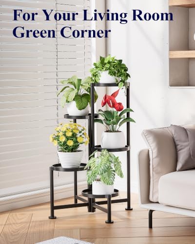Kitsure Plant Stand Indoor & Outdoor - 5-Tier Plant Shelf with Deep Trays | Deep Trays & Leveling Feet, Easy Assembly, Space-Saving Tiered Plant Stand, for Bedroom, Living Room, Porch