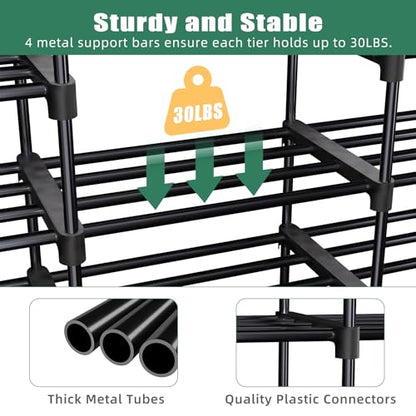 Simple Trending 8-Tier Shoe Rack Large Capacity 64 Pairs Tall Shoe Shelf, Sturdy Metal Shoe Organizer for Entryway, Closet, Bedroom, Black - size: 8 Tiers, Black