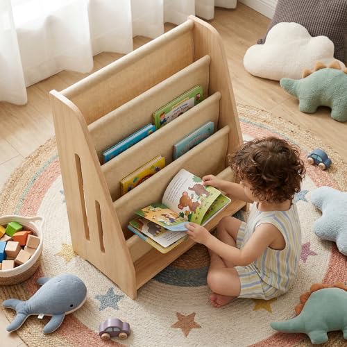 Perugina Wood Kids Bookshelf 5Tier(MapleWoodPattern) | DutchDesign Montessori Nursery Toddler Baby Book Shelf kidsroom - color: Maplewood Grainpattern