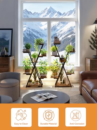 Plant Stand Indoor with Grow Lights: Large Multi-Tiered Metal Rack - Lighted Vertical Shelf with Timer for Flowers and Succulents - size: 43.3 inch, 7 tier