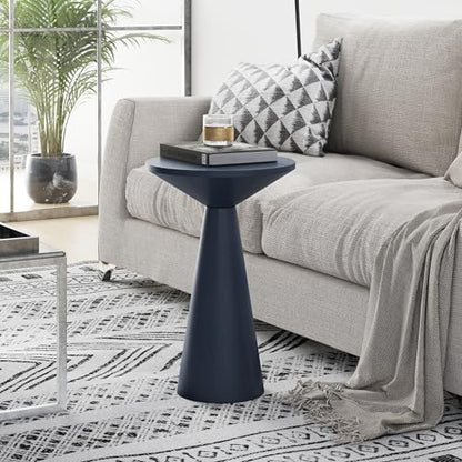 COZAYH Small Pedestal End Table Round Farmhouse Martini Table Wood Plant Stand Rustic Drink Table for Small Space Living Room, Dark Blue - color: Dark Blue