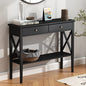 ChooChoo Console Table with Drawers, Narrow Wood Accent Sofa Table Entryway Table with Storage Shelf for Entryway, Front Hall, Hallway, Living Room, Black | 11.8"D x 39.4"W x 31.5"H, Console Table, Narrow Wood Accent Sofa Table for Entryway, Front Hall, H
