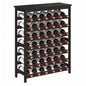42 Bottles Wine Rack Freestanding Floor, Black Table Top, Kitchen Cellar - color: Black