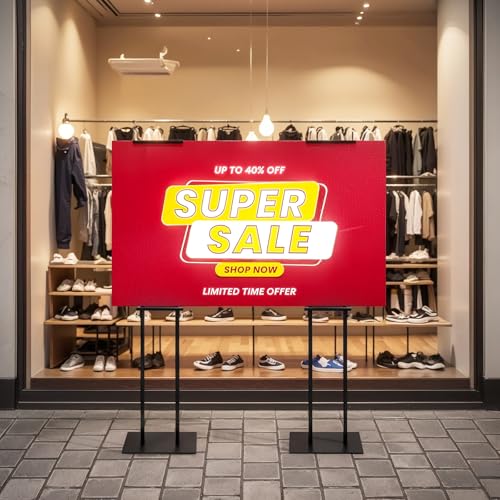 Black Pedestal Poster Sign Stand for Display, Adjustable Height Up to 80 Inchs, Heavy Duty Banner Double Sided Sign Holder for Board & Foam (2pk) - style: 2