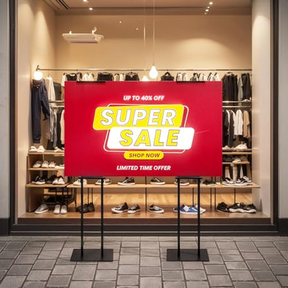 Black Pedestal Poster Sign Stand for Display, Adjustable Height Up to 80 Inchs, Heavy Duty Banner Double Sided Sign Holder for Board & Foam (2pk) - style: 2