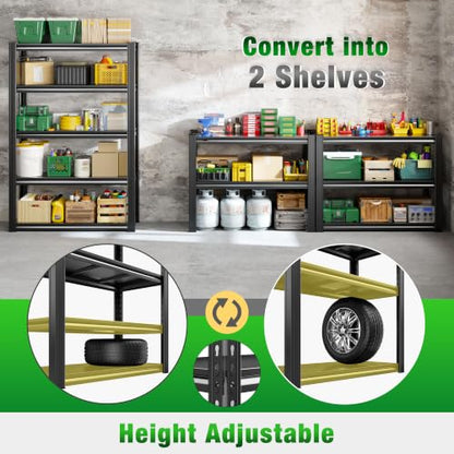 Raybee Storage Shelves Garage Shelving Heavy Duty,5-Tier Adjustable Garage Shelves,Metal Shelving for Garage,Basement, Warehouse,Pantry, 72" H x 31.5" W x 16.5" D，Black - size: 16.5"D x 31.5"W x 72"H,Black