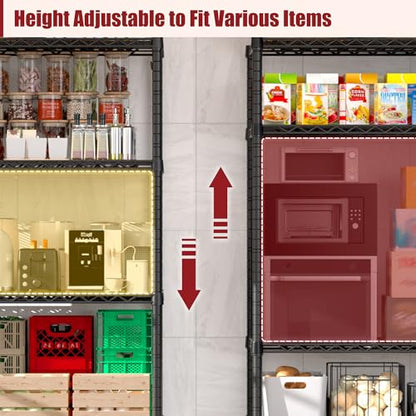 PrimeZone 55.5" W x 24" D x 80" H Heavy Duty Wire Storage Shelves with Wheels, 4 Tier Adjustable NSF Commercial Garage Shelving Unit, Rolling Metal Organizer Shelf Rack for Warehouse, Pantry, Black - size: 55.5"W x 24"D x 80"H