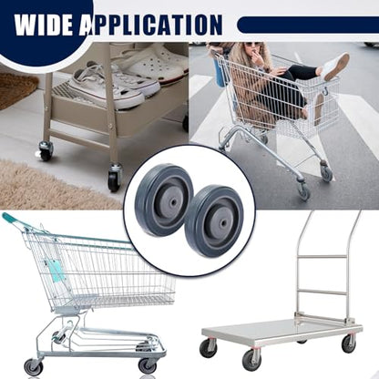 MAOPINER 8 Pack 5" Shopping Cart Wheels, TPU Casters with Screws, Grey | Ball Bearing Replacement Wheels for Grocery, Supermarket and Utility Carts, Polyurethane Tread Casters for Smooth Rolling