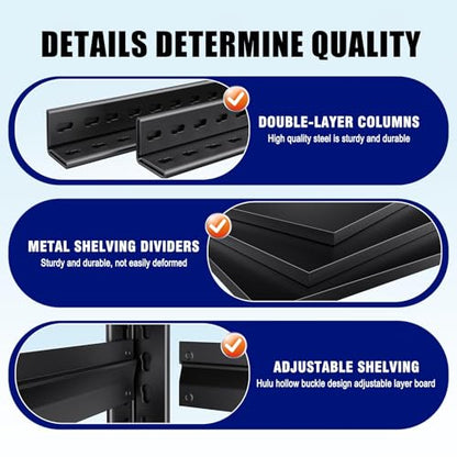 71.2" H Garage Shelving Heavy Duty Storage Shelves, Metal Adjustable Shelving Unit, Utility Garage Organizer Shelf for Basement, Pantry, Kitchen, Warehouse,15" Dx35 Wx71.2 H, Black - size: 5-Tier-15"Dx35"Wx71.2"H
