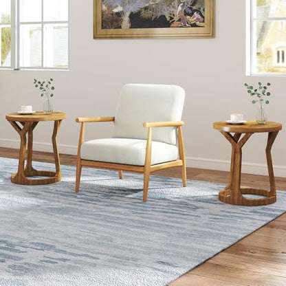Kinfant Accent Side Table - Vintage Wood End Table Sofa Table with Bottom Shelf for Living Room, Bedroom, Office (2-Pack-Brown) - style: 2-pack-Brown
