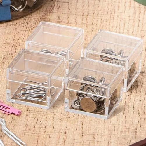 KissYou Small Acrylic Box with Lid Clear Candy Boxes for Display Party Decoration Plastic Square Cube - size: 1.18 x1.18 x 0.86 Inch
