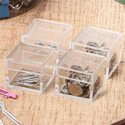 KissYou Small Acrylic Box with Lid Clear Candy Boxes for Display Party Decoration Plastic Square Cube - size: 1.18 x1.18 x 0.86 Inch