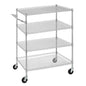 Finnhomy 4 Tier Heavy Duty Commercial Grade Rolling Cart with Handle Bar, Metal Wire Utility Cart with Wheels, Service Trolley on Wheels, Shelf Size 24" D x 36" W, NSF, Chrome - size: 36"L x 24"W x 46.7"H-4 Tier, style: Chrome Cart