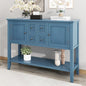 P PURLOVE Console Table Buffet Sideboard Sofa Table with Drawers Cabinets and Bottom Shelf (Light Navy) - color: Light Navy