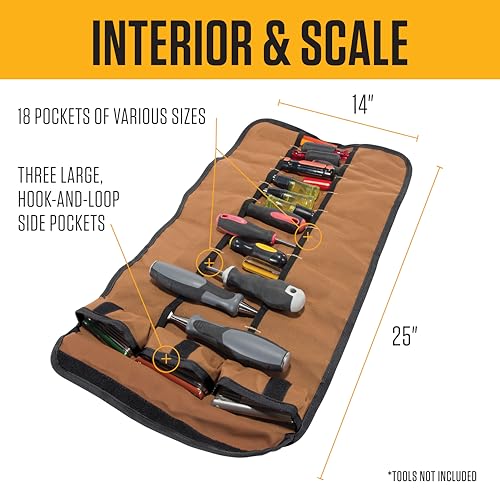 Carhartt Utility Roll Organizer, Durable, Water-Resistant Tool Roll, Gravel, 18 Pocket - color: Gravel, size: 18 Pocket