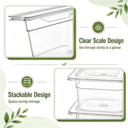 Bekith 6 Pack 1/6 Size Plastic Clear Food Pans with Lids for Kitchen Restaurant Food Prep, 4 Inches Deep