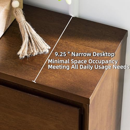 39"Real Wood Veneer Narrow Sideboard Buffet,Entryway Storage Cabinet | Natural Wood Veneer,39"L*9.3"W*32"H,Thin Sideboard Cabinet,Mid-Century Modern Skinny Buffet Cabinet with Anti-Tipping,Walnut - color: Brown Walnut-1 Piece