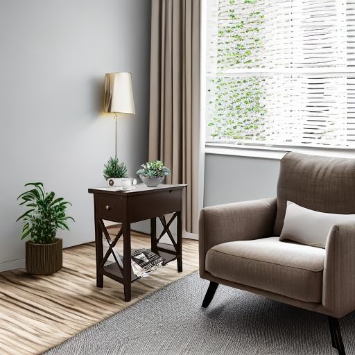 ChooChoo End Table, Flip Top Narrow End Table with Drawer | Narrow Side Table with Flip Top, Accent Small Side Table Nightstand for Living Room, Bedroom, and Small Spaces, Espresso - color: Espresso, size: 1 Pack, style: Without Power