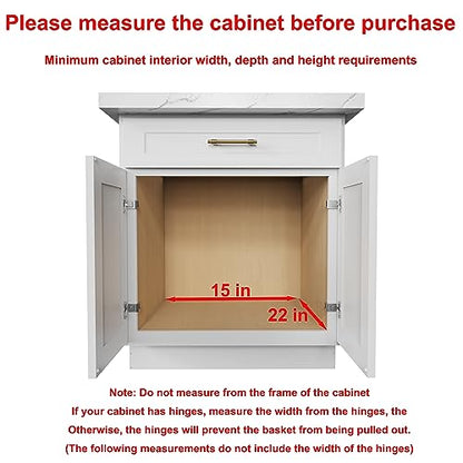 Sikarou Pull Out Cabinet Organizer,Heavy-Duty Slide Out Shelf, Wood and Wire Basket, Pull Out Drawer for for Kitchen Under Sink Space, Pantry, Bathroom, 2 Tie 14 * 21 in - size: 2-TIE 14*21 WM