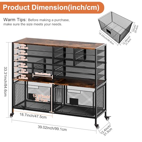 EasyPAG Rolling Cart with 2 Storage Drawer, Under Desk Filling Cabinet with Mail Sorter, Pull Out Hanging File Rack for Letter Size Folders, Mobile Utility Craft Cart for Home Office, Black - size: Flexible Slots+2 Drawer