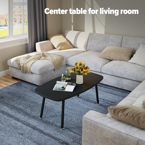 WOHOMO Folding Coffee Table 39.3'' Black Coffee Tables for Living Room Portable Simple Modern Rectangular Center Table for Small Spaces,No Assembly, Black - color: Black