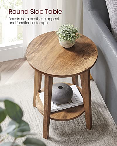 VASAGLE MAEZO Collection - Side Table, 2-Tier Small Round End Table, Nightstand with Tapered Legs, Curved Transitions, for Small Spaces, Living Room, Bedroom, Honey Brown ULET283T41 - color: Honey Brown, size: 1 pack