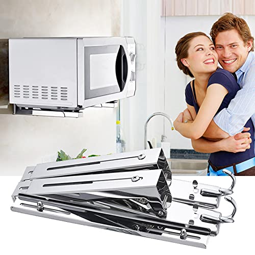 Hovico Stainless Steel Microwave Oven Rack,Retrackable Foldable Microwave Oven Wall Mounted Stand Holder Rack Bracket With Removable Hook - color: Style B