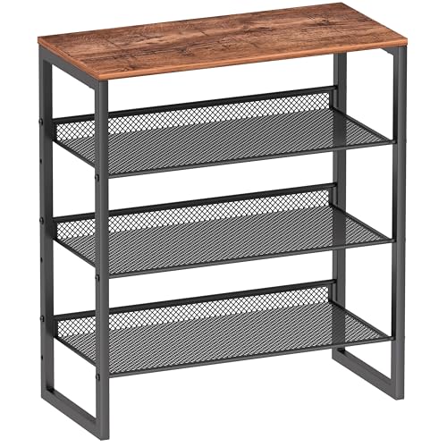 CHEMPFR Industrial Shoe Rack - Sturdy Steel Entryway Shoe Organizer with Spacious Top - Strong Mesh Shoe Storage Shelves - Adjustable Shoe Stand for Closet Organization (4-Tier) - size: 4-Tier