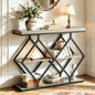 Garvee 3 Tier Console Table,39" Industrial Entryway Table,Open Wood Shelves | Sofa Table,Narrow Wood Accent Tables with Metal Frame for Hallway,Living Room,Behind Couch,Foyer,Entrance,Gray - color: Gray + Diamond-shaped