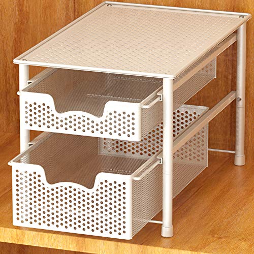 Simple Houseware Stackable 2 Tier Sliding Basket Organizer Drawer, White - color: White, size: 2-Tier