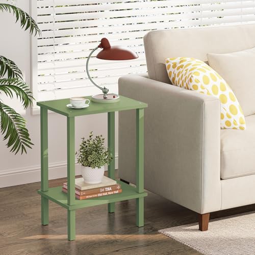 TUTOTAK End Table, Set of 2, Side Table, Nightstand, 2-Tier Storage Shelf, Sofa Table for Small Space, Living Room, Bed Room, Olive Green TB01BOG035 - color: Olive Green