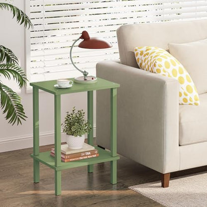 TUTOTAK End Table, Set of 2, Side Table, Nightstand, 2-Tier Storage Shelf, Sofa Table for Small Space, Living Room, Bed Room, Olive Green TB01BOG035 - color: Olive Green