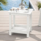LUE BONA Small Outdoor Side Table, 2-Tier HDPE with Rail, White | Outdoor End Table with Rail for Patio, Deck, Poolside, Weather Resistant HDPE, Low Maintenance, Easy to Clean - color: White