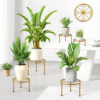 5 Pack Planters Stands with Gold Outdoors Plant Holders Indoor (GoldS) - color: GoldS