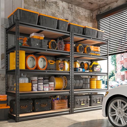 REIBII 2000LBS Garage Shelving Heavy Duty 72''H Storage Shelves 5 Tier Heavy Duty Shelving, Adjustable Metal Shelves for Garage Pantry Closet Kitchen Basement 35.5" W x72 H x 15.8" D, 3 Pack - size: 15.8"D x 35.5"W x 72"H