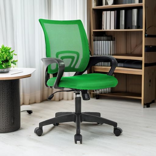 BestOffice Ergonomic Office Chair | Mid-Back Swivel Desk Chair | Green | with Lumbar Support, Adjustable Height & Breathable Backrest | Sponge Seat & Rolling Wheels | for Home, Office | Pack of 1 - color: Green, style: pack of 1