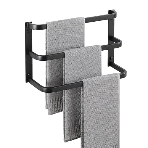 Mooche Towel Racks for Bathroom, 3 Towel Bars Black | 16 Inch, SUS304 Stainless Steel Rustproof, Wall Mount with Screw Included, for Bathroom Laundry Room Hotel - size: 16 inch(3 tier-Matte Black)