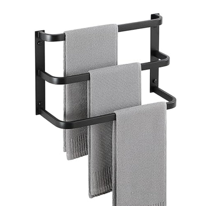 Mooche Towel Racks for Bathroom, 3 Towel Bars Black | 16 Inch, SUS304 Stainless Steel Rustproof, Wall Mount with Screw Included, for Bathroom Laundry Room Hotel - size: 16 inch(3 tier-Matte Black)