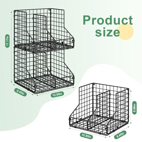 Stackable Can Organizer for Pantry with 2 Adjustable Dividers, Soda Can Organizer, Can Storage Dispenser Holds up to 28 Cans, 2 tier Metal Wire Baskets Can Holder for Kitchen Cabinet Pantry, Black - size: S-(2 pack)