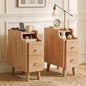 Narrow Nightstand Set of 2, 19.7" H Pre-Assembled Solid Wood Small Skinny Night Stand with Drawers, Open Sliding Shelf, Mid Century Modern Slim Bedside Table for Bedroom, Natural Oak,8" - color: Oak-2pack, size: 8"