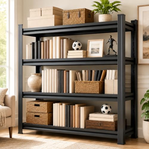 Book Shelf Book Shelves 4 Tier Small Space Compact Metal Shelving Organizer Slim Storage Rack Freestanding Bookcase for Bedroom Corner Apartment Dorm Study Room. 54.3" H × 39.4" W × 17.7" D - size: 4-Tier, 54.3"H × 39.4"W × 17.7"D