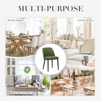 COLAMY Upholstered Dining Chairs Set of 4, Modern Kitchen Chairs with Back, Leather Side Dining Room Chairs with Wood Legs for Kitchen Dining Room Restaurant,Green - color: Green, size: Set of 4