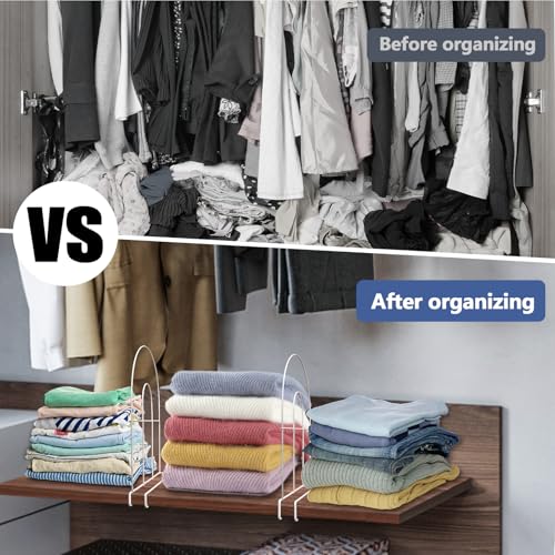 8-Pack 12" Tall Metal Shelf Dividers for Wood Closet Shelves | Closet Shelf Organizer, Easy to Install, No Tool, White PE Coating Steel - size: 8-PACK, style: Metal Height 12inch