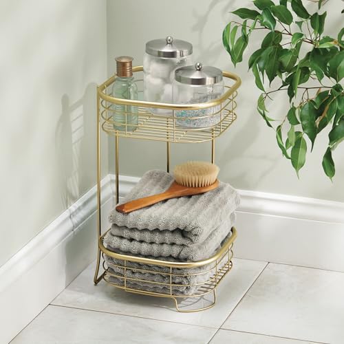 iDesign 2-Tier Square Shower Caddy Organizer, Gold | Bathroom, Freestanding